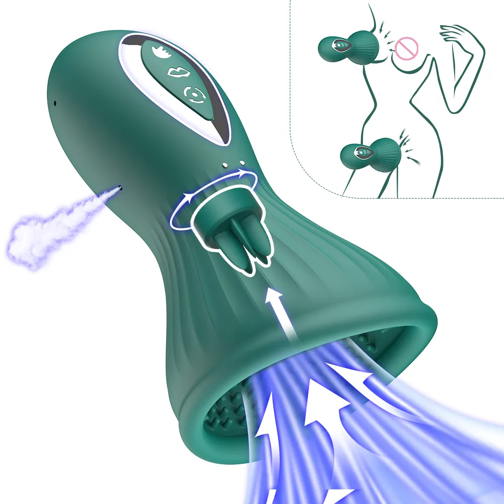 7 Frequency Rechargeable Adult Woman Sex Toy Rotating Tongue Lick Breast And Nipple Vibrate Pump