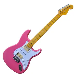 Flyoung Hot Selling Stringed Instruments Cheap Chinese Guitar Pink Electric Guitar HSH Pickups