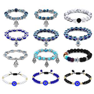 Bracciale con ciondolo in rilievo Fashion Evil Eye bulbo oculare blu <span class=keywords><strong>Hamza</strong></span> Stretch Hamsa Lucky Charm Bracelet - Product Image 3