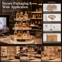Support rotatif pour parfums avec éclairage LED et base miroir 360° °   Présentoir rotatif personnalisé avec logo pour comptoir de beauté