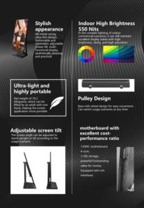 Pantalla Digital con Ruedas Ultraligera de 43 Pulgadas, 550 Nits, Vertical, Portátil, LCD, INSOINTG43, Android, con Soporte de Pie - Product Image 2