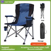 Grande chaise de plage pliable et portable avec accoudoirs, cadre en acier à haute teneur en carbone, livraison directe pour les loisirs en voiture