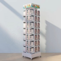 Présentoir rotatif en métal sur pied à 4 niveaux pour bibliothèque domestique, idéal pour bandes dessinées, livres de coloriage, carnets, magazines, brochures et albums pour enfants