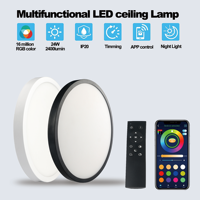 Plafonnier LED encastré ultra fin OKELI avec télécommande, 24W 28W 38W 48W, à intensité variable