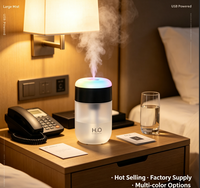 Humidificateur USB portable, options multicolores, grande brume, aromathérapie, veilleuse LED, utilisation voiture/bureau, 240 ml – Approvisionnement direct usine