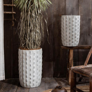 Pot en argile de magnésium de grand diamètre, inspiré du <span class=keywords><strong>cactus</strong></span>, style antique, blanc, sur pied, pour plantes fleuries, <span class=keywords><strong>Ficus</strong></span> à feuilles de palmier du Bangladesh - Product Image 2