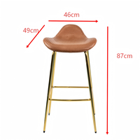 Tabouret de bar tissé de luxe léger avec coussin de selle, sans dossier, pieds en métal, hauteur fixe, pour bar domestique et îlot de cuisine