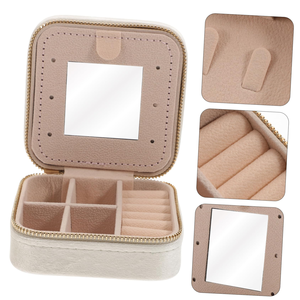 Italian Velvet Premium Small Exquisite Jewelry Box Portable Box Large Capacity Double Layer Zipper <b>Ring</b> Necklace <b>Storage</b> Box - Product Image 5