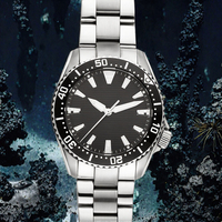 Montre de Plongée de Luxe Mécanique Sportive Analogique avec Aiguilles/Indicateurs Lumineux, Lunette en Céramique, Étanche 200m, Verre Saphir Plat, Charme