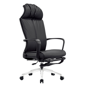 Silla de oficina ejecutiva moderna, reposapiés giratorio de relajación para el almuerzo de cuero, reposabrazos de actividad de altura ajustable, aleación de aluminio - Product Image 4