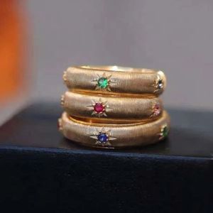 Bague de mariage Xinfly minimaliste haut de gamme en or véritable 18 carats avec diamants luxueux et pierres précieuses colorées - Product Image 4