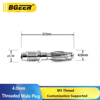 Connecteur banane mâle en cuivre BGEER 4,0 mm de haute qualité, borne de test en métal M5, filetage lanterne pour une connexion sécurisée