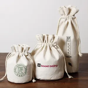 Hot Sale Cotton Canvas Cosmetic Gift Pouch Eco Friendly Recycled Drawstring Cotton Fabric Candle Bags