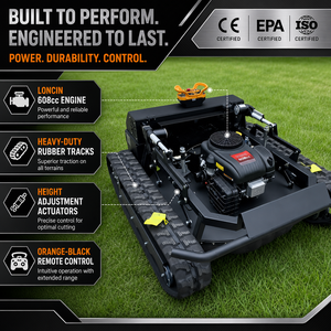 LONCIN 608cc Cortacésped <span class=keywords><strong>de</strong></span> pendiente con orugas y control remoto, motor <span class=keywords><strong>de</strong></span> gasolina, desbrozadora, equipo pesado agrícola, venta al por mayor - Product Image 6