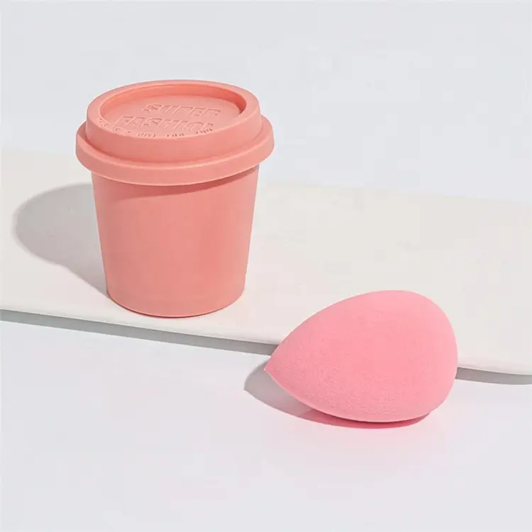 Groothandel Schoonheid Ei Cosmetische Blender Aanpassen Make-Up Sponzen Private Label Latex Gratis Koffie Cup Make-Up Spons