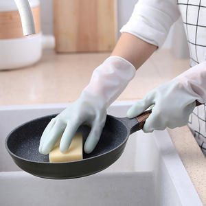 Gants de lavage de vaisselle durables, 31 cm, épaissis, imperméables, bicolores, pour le nettoyage de la cuisine et la lessive - Product Image 1