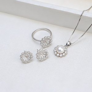 Pendientes de Plata de Ley S925 Wenchi con Diseño de Flor, Juego de Joyería de Moda para Mujer, Perla Elevada, Modelo de Arete Vacío 16074, China - Product Image 2