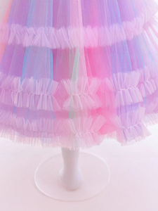 Robe <span class=keywords><strong>de</strong></span> princesse arc-en-ciel asymétrique en tulle moelleux pour enfants, idéale pour les spectacles transfrontaliers, les fêtes et les 1er anniversaires <span class=keywords><strong>des</strong></span> filles - Product Image 5