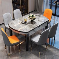 Nouvelles tables extensibles adaptées aux halls d'hôtel et aux salles à manger, plateau en pierre, tables carrées en bois massif