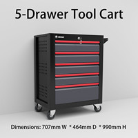 Chariot à outils multifonction à 5 tiroirs, chariot à outils roulant, armoire de rangement en métal pour usage professionnel en atelier