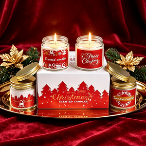 Lot de 4 bougies parfumées de Noël en verre de 100 g – Coffret cadeau personnalisable avec étiquette privée – Parfum sur mesure pour l'aromathérapie domestique <span class=keywords><strong>des</strong></span> fêtes - Product Image 2