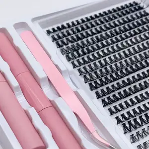 Tự Làm lông mi tự nhiên cụm lông mi tự làm mở rộng lông mi Kit Lash Kit hộp bán buôn nhãn hiệu riêng