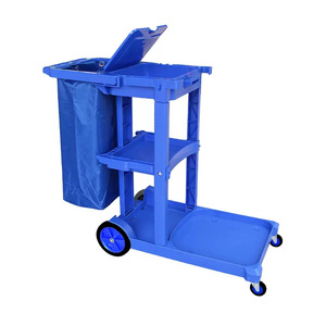 Jin Hong Cleaning Cart <b>Plastic</b> 4 <b>Wheels</b> Linen Cart Hotel Guest Room Use - Product Image 2
