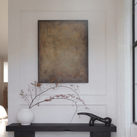 Impression sur toile rectangulaire abstraite rustique moderne, peinture à l'huile peinte à la main, décoration murale encadrée pour salon