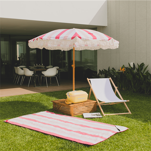 Venta al por mayor de gran tamaño plegable sombrilla personalizada picnic piscina mar Rosa flecos al aire libre playa <span class=keywords><strong>patio</strong></span> sombrilla - Product Image 3