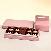 Boîtes à cupcakes et desserts roses en carton avec fenêtre, impression offset dorée personnalisée, 10 trous