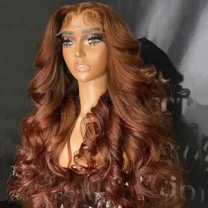 Brown Colored Wigs 13x6 HD Lace Frontal Closure Wigs Human Hair Pre Plucked Brazilian Virgin Hair Glueless Lace Loose Wave Wigs