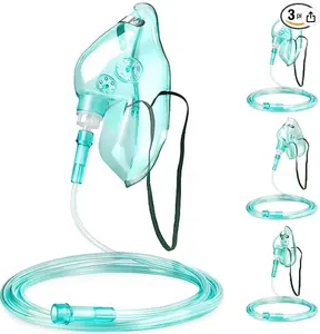 Masker Wajah oksigen PVC satu kegunaan medis portabel dengan 2m tabung