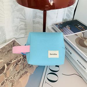 Sac cosmétique en toile petits sacs de maquillage à la mode pochette de rangement cosmétique Portable avec poignée pour femmes hommes voyage plage en plein air - Product Image 1