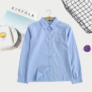 Camisa Branca de Manga Longa Não Transparente para Uniforme Escolar com Lapelas Anguladas - Product Image 5