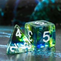 Pour Udixi Logo personnalisable en résine de forme polyédrique RPG jeu de dés glaçure vert avec finition colorée pour donjons et dragons