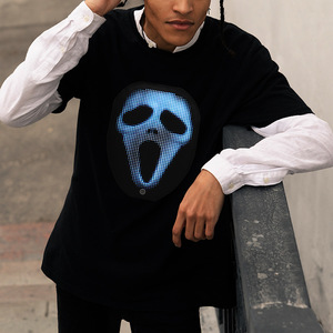 T-shirt LED à commande par application, fournitures pour fête de remise de diplôme et Halloween, animation <span class=keywords><strong>GIF</strong></span> programmable, texte personnalisable, unisexe, 100% coton, USB - Product Image 5