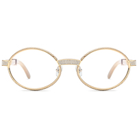 Lunettes de vue en corne de buffle pour hommes, nouvelle marque de designer, montures rondes de luxe avec 720 diamants, pour femmes, référence 17550179