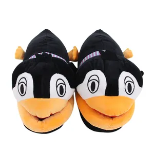 Sepatu pel katun pasangan, sandal pel rumah hangat penguin mulut besar asli baru musim gugur dan musim dingin