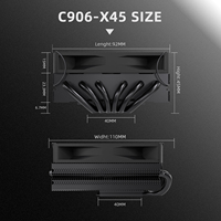 Refroidisseur de type push FEZCOOL C906-X45, 6 caloducs, boîtier ITX tout-en-un, compatible 1700/115x/AM4 Nolight