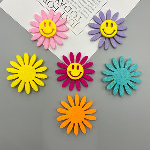 Colorful Smiley <b>Face</b> Sunflower Hair Clips <b>Cloth</b> Hand Knitted Casual Accessories For Hair Jewelry Clothing - Product Image 2