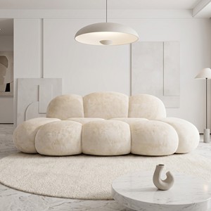 Divano Angolare a Tre Posti Cream Cloud Bubble Compresso, Moderno Rivestimento in Tessuto, Imballato Sottovuoto, Arredamento per <span class=keywords><strong>Soggiorno</strong></span> - Product Image 1