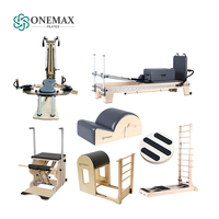 ONEMAX Lit de Pilates Reformer en Bois d'Érable Certifié CE de Haute Qualité, Chaise Wunda, Barrel, Cadillac, en PU Haute Densité, Réglable