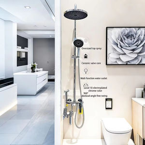 Ensemble de douche moderne en acier inoxydable Odu avec cartouche en laiton, jets de pluie et doux, barre coulissante pour hôtels, appartements, villas - Product Image 1