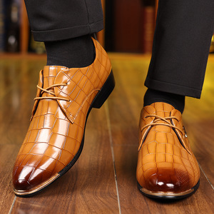Chaussures habillées en cuir pour hommes, style Oxford, à bout pointu, semelle souple, motif géométrique, doublure en cuir véritable, semelle extérieure en caoutchouc - Product Image 3