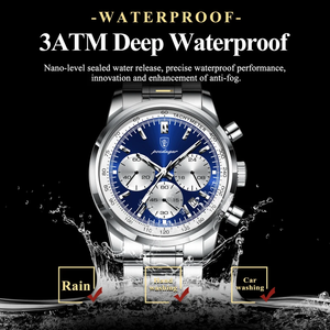 Reloj de pulsera para hombre Poedagar <span class=keywords><strong>921</strong></span> de lujo, de acero inoxidable, resistente al agua, luminoso, cronógrafo, de cuarzo. - Product Image 2