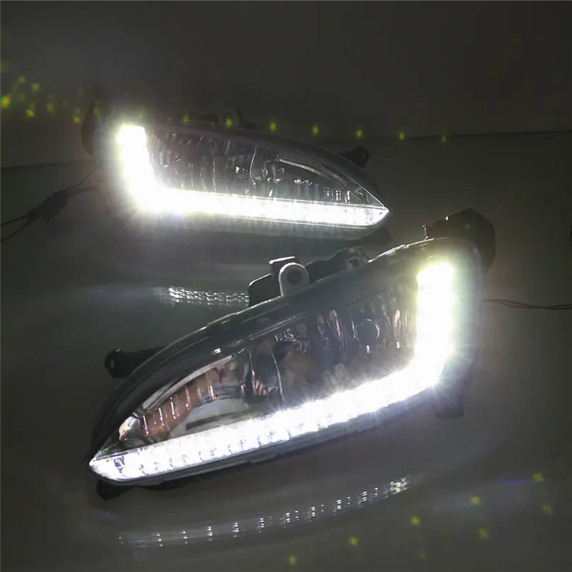 สำหรับ Hyundai Santa Fe IX45 2013 2014 2015 LED DRL Daytime Running Light หมอก Foglight