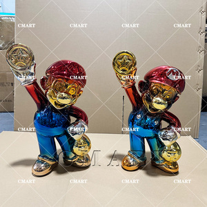 Estatua Cromada <span class=keywords><strong>de</strong></span> <span class=keywords><strong>Mario</strong></span> <span class=keywords><strong>Bros</strong></span> <span class=keywords><strong>de</strong></span> 40 cm <span class=keywords><strong>de</strong></span> Alta Calidad al por Mayor para Escultura Artística, Modelo Pintado a Mano en Resina/Fibra <span class=keywords><strong>de</strong></span> Vidrio, Decoración del Hogar - Product Image 6