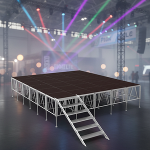 Plateforme de scène en alliage d'aluminium antidérapante noire 4x4 pieds, design double couche élégant pour concert DJ, capacité de charge de 750 kg, utilisation en extérieur - Product Image 6