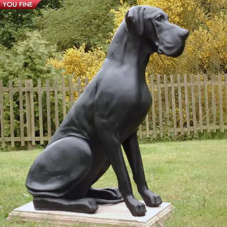 Estatua de latón de tamaño real para exteriores, escultura de bronce para perro Gran Danés