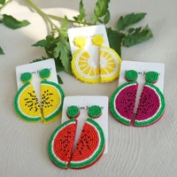 Bijoux DG, vente à chaud transfrontalière, boucles d'oreilles élégantes pour femmes en perles de riz et pierres naturelles, style estival, pastèque fraîche, personnalité